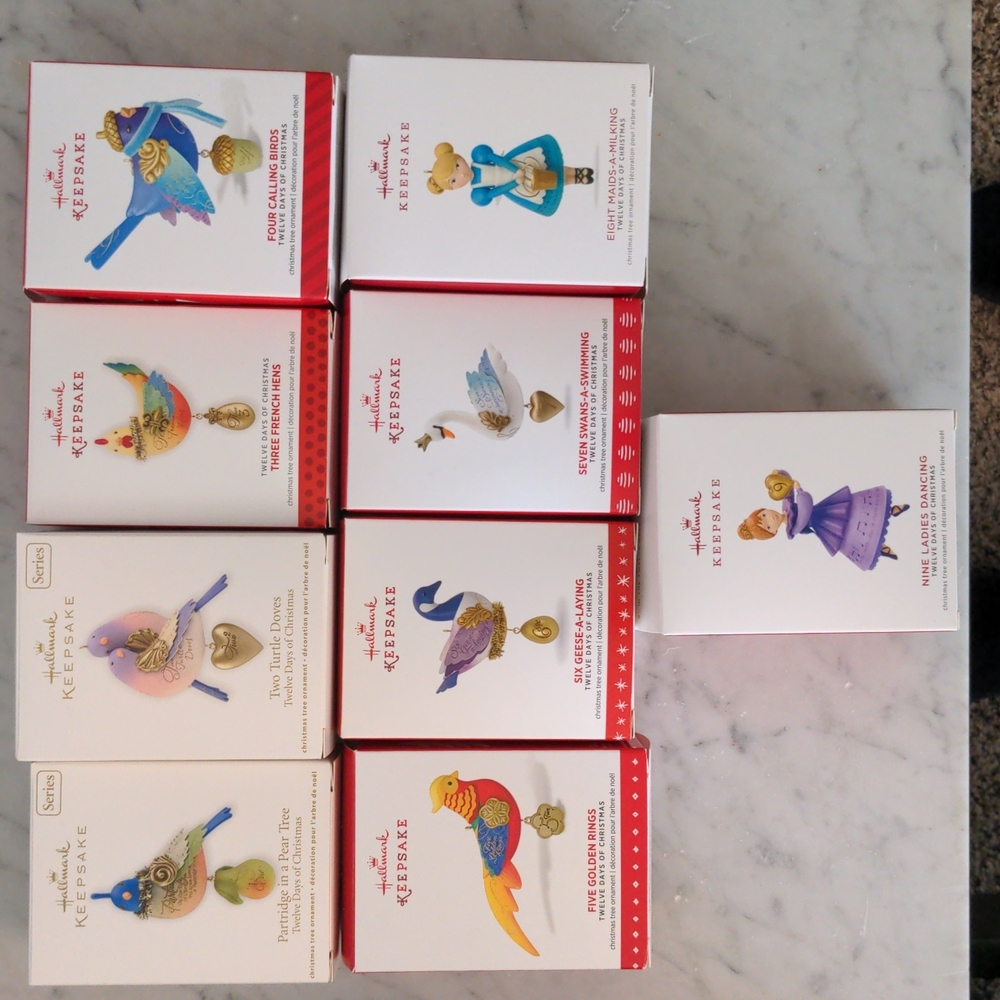 Hallmark 12 Days of Christmas 2011 - 2019 Ornaments 1 - 9